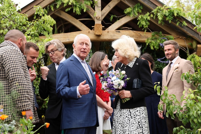 König Charles mit Königin Camilla und Sir David Beckham bei der Besichtigung der diesjährigen ...