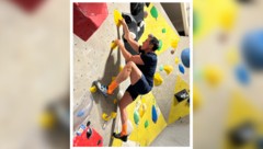 Fitness-Profi Philipp Jelinek beim Bouldern in der Kletterhalle im Happyland Klosterneuburg.