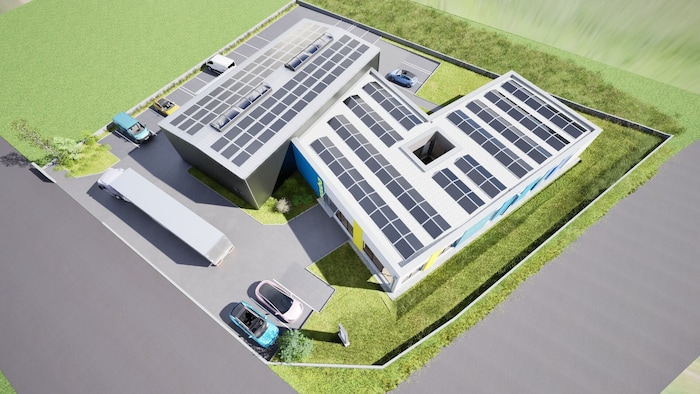 3D Visualisierung neuer bazuba Standort in Guntramsdorf – Ansicht von oben