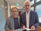 Peter Wachter (li.) und sein Anwalt Stephan Rainer am Dienstag am Landesgericht Innsbruck.