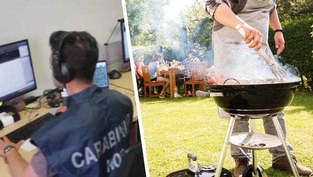 Carabinieri (li.) führten die Razzia aus. Im Visier sind 19 Verdächtige, zwölf davon wanderten ...