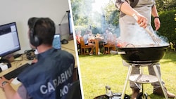 Carabinieri (li.) führten die Razzia aus. Im Visier sind 19 Verdächtige, zwölf davon wanderten ...