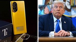 Die Flagge auf dem goldenen Trump-Handy hat zwei Streifen zu wenig.