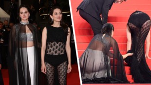 Schreckmoment in Cannes! Marion Cotillard stolperte auf dem roten Teppich!