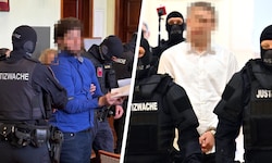 Links: Beran A. beim Prozessauftakt im Landesgericht Wiener Neustadt. Recht: Einige Monate zuvor ...