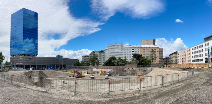 Die Baustelle zwischen Goethestraße und Blumauerstraße ist bereits sichtbar.