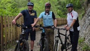 Arnold Prax, Gottfried Kogler und Claus Faller testeten die Strecke, die morgen, Samstag, ...