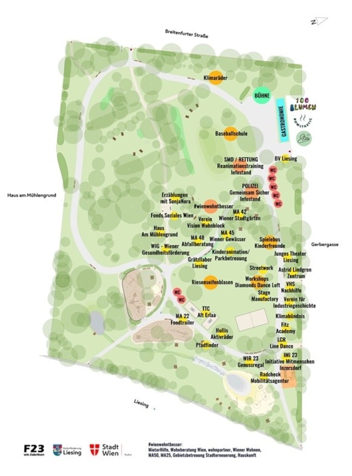Stationenplan des Liesinger Frühlingsfestes