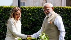Italiens Ministerpräsidentin Giorgia Meloni und Indiens Ministerpräsident Narendra Modi