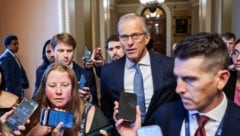 Der republikanische Mehrheitsführer im Senat, John Thune, spricht nach der Blockade der ...