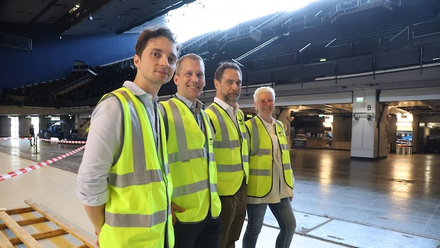 Publikumsdienst-Leiterin Doris Eggl, Projektleiter Horst Marterbauer, Technikchef Robert Janda ...