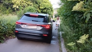 Die Zu- und Abfahrt über den engen Schliefweg, der eigentlich als Gehweg eingezeichnet ist, sei ...