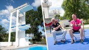 Damals und heute. Wo im Vorjahr noch ein Sportbecken war, ist nun eine Sportanlage mit Pickle- ...