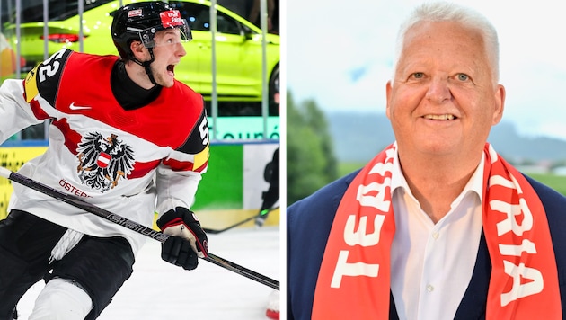 Klaus Hartmann (rechts) ist seit 2020 Präsident des Österreichischen Eishockeyverbandes. Der ...