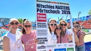 Am Beachvolleyplatz wurde auch gepoltert: Braut Nadine und ihre Freundinnen genossen die ...