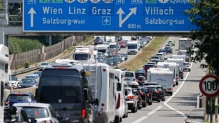 Am Samstag gab es nur am Vormittag Stau Richtung Süden zwischen dem Knoten Salzburg und ...