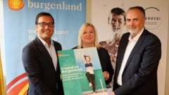 Doskozil mit Ärztekammer-Präsident Christian Toth und Sabine de Martin de Gobbo von der ÖGK