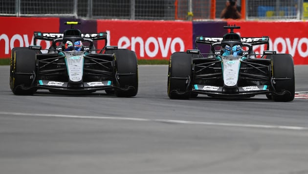 Andrea Kimi Antonelli and George Russell engaged in a fierce battle on the track.