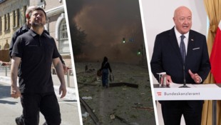Während Selenskyj sich ein Bild von den Schäden in Kiew macht, verspricht Kanzler Stocker: Die ...