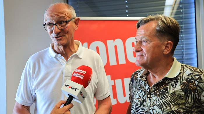 LH Anton Mattle und Sepp Geisler (re.) stellten sich den krone.tv-Fragen.