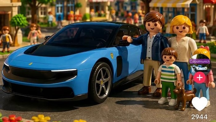 Viele assoziieren den Ferrari Luce mit Playmobil – wie carspotmunich.de auf TikTok.