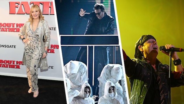Kim Cattrall, Parov Stelar und Klaus Meine von den Scorpions (v.l.n.r.)