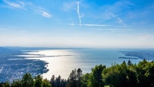 Der Bodensee vom Pfänder in Vorarlberg aus betrachtet