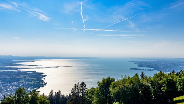 Der Bodensee vom Pfänder in Vorarlberg aus betrachtet