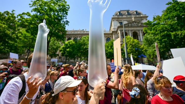 Nach dem Auftakt in Wien (s. Bild oben) folgen am Donnerstag Protestmärsche in vier weiteren ...