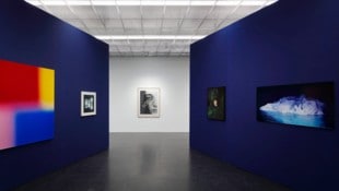 Blick in die Ausstellung im Kunstmuseum Lentos, im Hintergrund ein Schlüsselwerk von Shirin ...