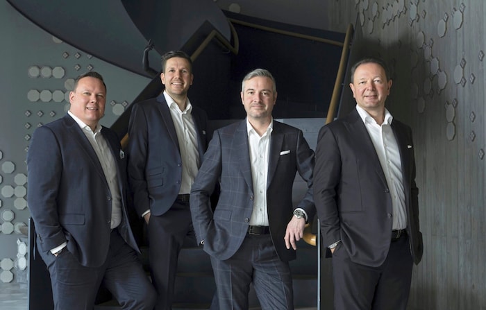 Die Merkur-Vorstandsdirektoren Markus Spellmeyer, Markus Zahrnhofer, Andreas Gaugg und Christian ...