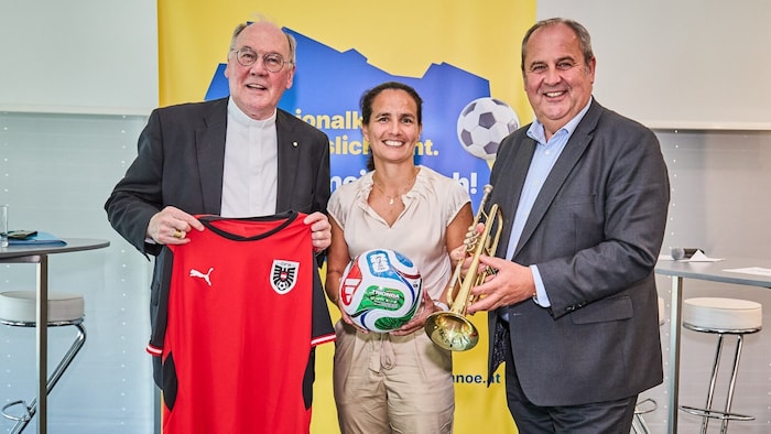Bischof Schwarz, Fußball-Profi Fuhrmann und Pröll (ÖFB)