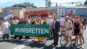 Studenten, die Rektoren Constanze Wimmer und Bernhard Fügenschuh (außen), Personal: Hunderte ...