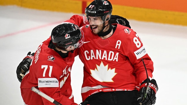 Große Freude bei den Kanadiern rund um Sydney Crosby (r.)