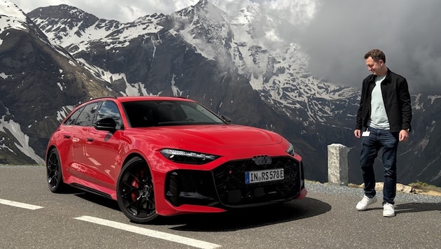 Die „Krone“ mit dem Audi RS5 Avant auf der Großglockner Hochalpenstraße.