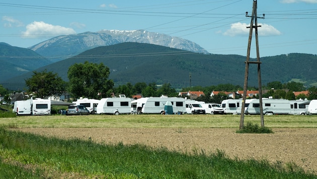 Voraussichtlich noch bis Sonntag haben die Gäste ihr Lager legal am Stadtrand von Neunkirchen ...