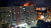 Nach dem Einschlag der Drohne brach ein Feuer in dem Hochhaus in Galati aus.