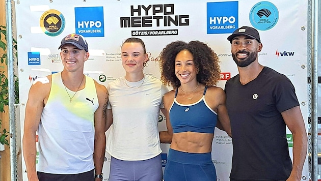 Simon Ehammer, Sofie Dokter, Taliyah Brooks und Damian Warner (v. l.) fiebern dem 51. HYPO ...