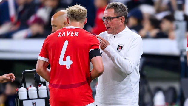Xaver Schlager mit Teamchef Ralf Rangnick