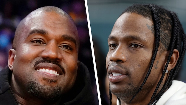 Kanye West (links) und Travis Scott hätten Mitte Juli in Italien auftreten sollen.