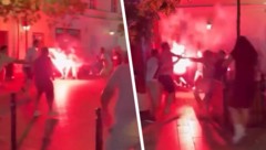 Die Fans beider Lager liefern sich wilde Schlägereien. 