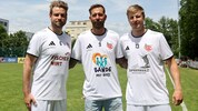 Österreichs Ex-Teamspieler Manny Weber, Guido Burgstaller und Martin Hinteregger.