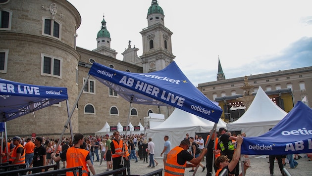 Gegen 18.10 Uhr musste das Gelände wegen der Unwetterwarnung geräumt werden.