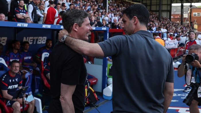 Oliver Glasner (l.) und Mikel Arteta (r.)