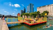 Noch eine Fiktion: das Modell der kostenlosen Badeinsel im Donaukanal