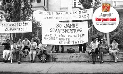 Demonstration des „Hrvatski Akademski Club“ für Minderheitenrechte der Burgenland-Kroaten in ...