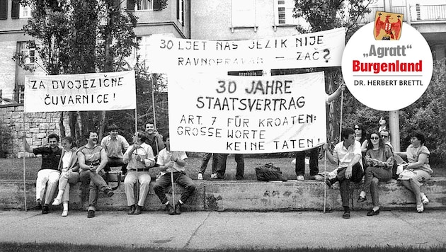 Demonstration des „Hrvatski Akademski Club“ für Minderheitenrechte der Burgenland-Kroaten in ...