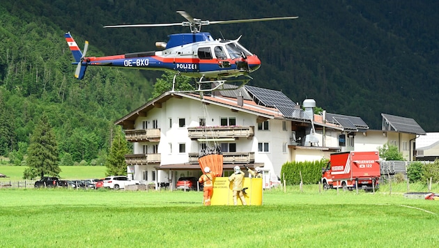 Einsatz der Libelle beim Waldbrand in Waidring.