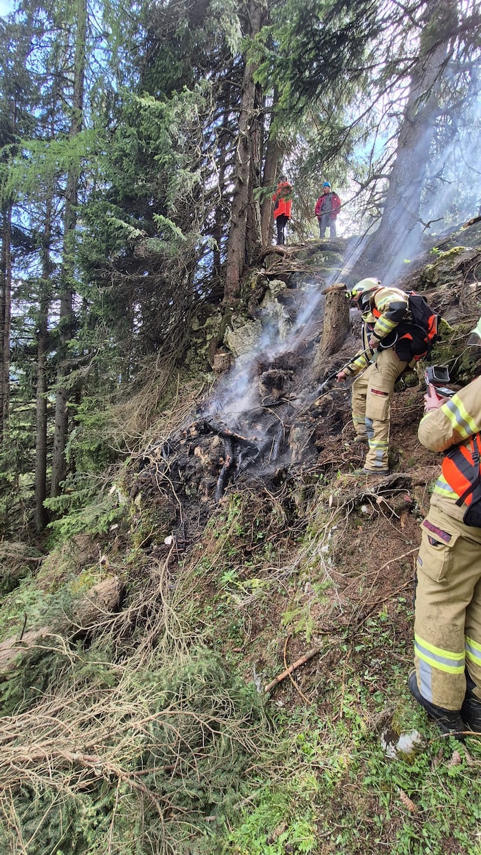 Der Brand im Rofangebiet bei Eben am Achensee umfasste nur ein kleines, aber schwer zugängliches ...