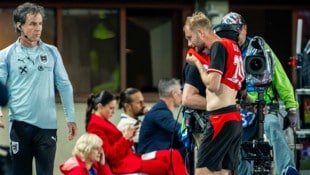 Konrad Laimer sah die Rote Karte und musste vom Feld.